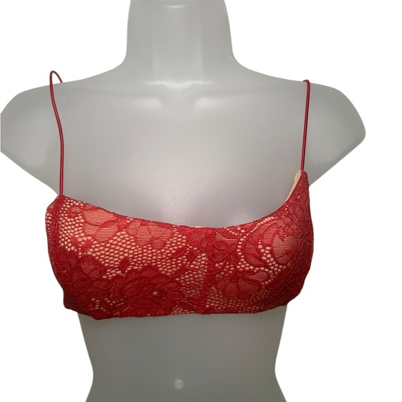 NWT Nookie Heaven Red Lace Crop Top XS | Sheer Bralette Cami - Picture 1 of 6